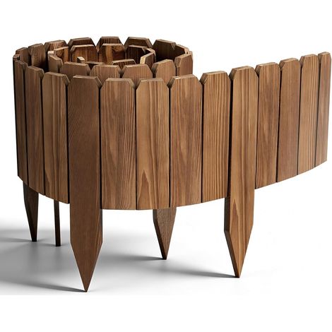 Bordure de Jardin Flexible 200x20 cm Bois de Pin Délimitation Massifs Pelouse Résistante Intempéries Installation Facile (1/5)