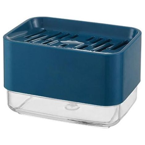 Filiyano-Accessoires de salle de bain, distributeur de savon liquide 2 en 1 pour la cuisine, boîte de rangement et recharge de détergent - Bleu (1/4)
