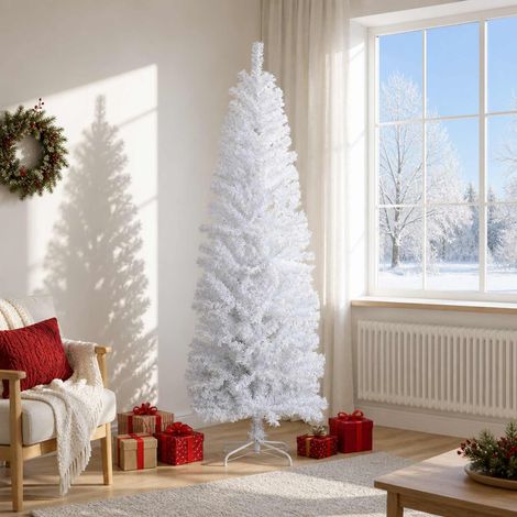 vidaXL Albero di Natale Artificiale Sottile 180 cm PVC e Acciaio (1/5)