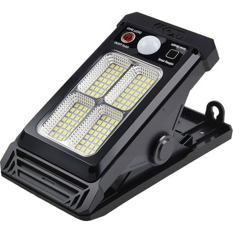 Lampe solaire à pince avec détecteur de mouvement, 3 modes d'éclairage, alimentation solaire, idéale pour jardin, terrasse, allée, éclairage de sécurité résistant aux intempéries (1/5)