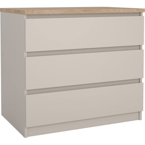 Dmora - Cassettiera Vistara, settimino multiuso con 3 cassetti, comò elegante per camera da letto, 77x50 h70 cm, Beige