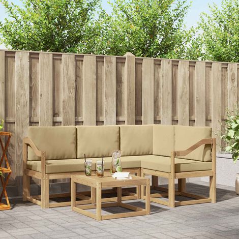 vidaXL Conjunto de sofás de exterior 5 uds. y Beige (1/5)