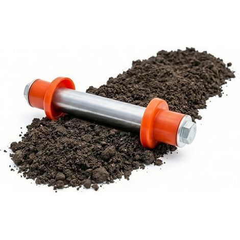 Axe pour roue de brouette 20 x 130 mm en acier galvanisé et plastique, rouge - Essieu de roue de brouette avec 2 douilles d'écartement (1/3)