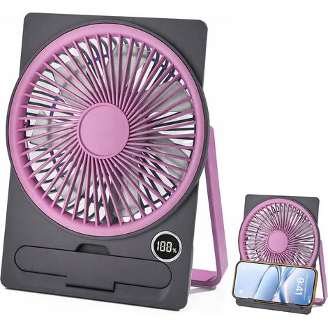 Ventilateur de Bureau, Ventilateur USB Silencieux, Mini Ventilateur Silencieux 5 Vitesses, avec Affichage LED, Petit Ventilateur Portable(Violet) (1/5)