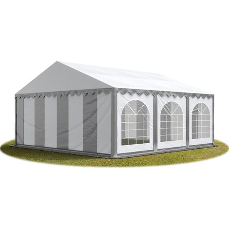 5x6 mTendone per feste PREMIUM PVC grigio-bianco 100% impermeabile Gazebo da giardino Tendone da esterno Tenda party