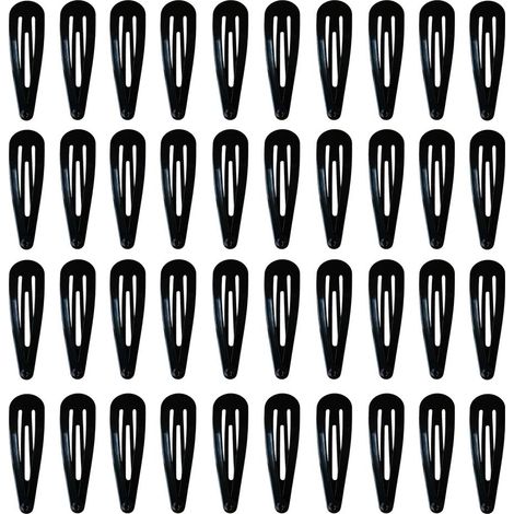 Lot de 24 barrettes noires de 6 cm pour femmes, accessoires pour cheveux à pression (1/4)