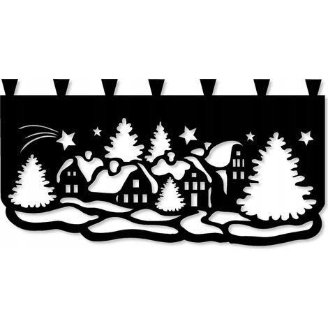 Küchenvorhang M10, Weihnachtslandschaftsmuster, 90 x 50 cm