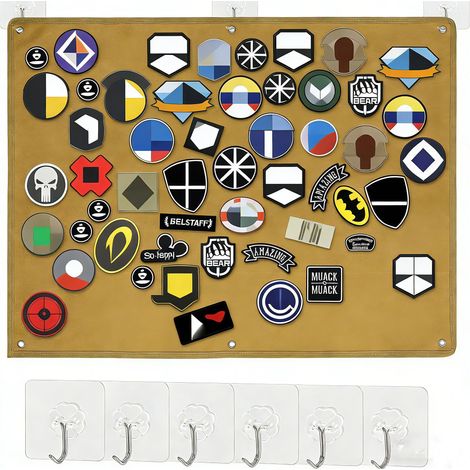 tactical patch panel 60 x 45 cm avec œillets tableau Marron Pliable support convient pour les appliqués militaires insignes timbres appliqués cousus dispositif suspension (1/5)