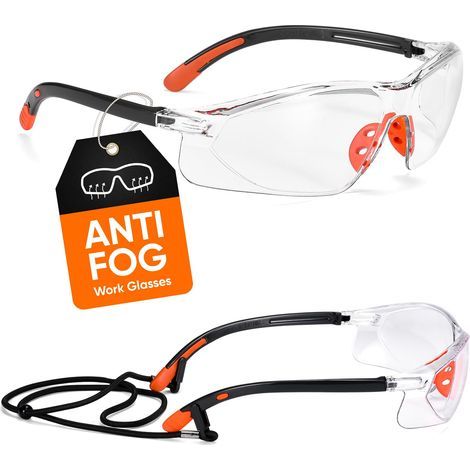 Lunettes de Protection Lunettes de Sécurité - SG003 Airsoft Bricolage Jardinage Tir Cuisine Laboratoire Transparentes Anti Buée et Anti Rayures Securite Chimie (Vert) (Orange) (1/5)