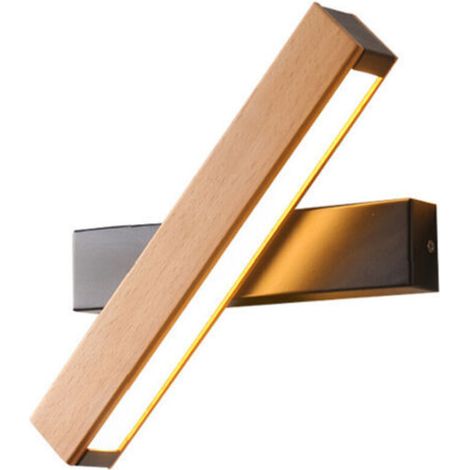 Applique murale LED pivotante 360°, 4 W / 400 lm, lumière chaude 3000 K, design en bois naturel – Idéale pour chambre à coucher, salon, bureau ou couloir (1/5)