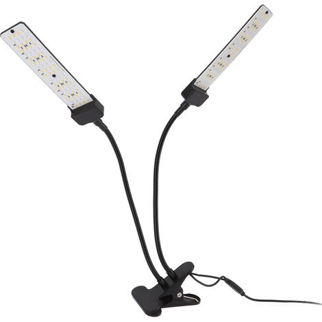 Doppelte Pflanzenlampe mit Vollspektrum-Klemmung, Sonnenschutz, für den Anbau von Gemüse in Innenräumen, mit Timer, 100–240 V, EU-Stecker (1/5)