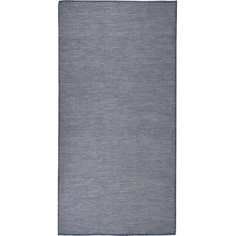 vidaXL Alfombra de exterior de tejido plano azul 100x200 cm (1/5)