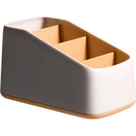 Aufbewahrungsbox für den Schreibtisch, Halterung für die TV-Fernbedienung, 4 platzsparende ABS-Fächer, Schreibtisch-Organizer fürs Homeoffice (gelb)