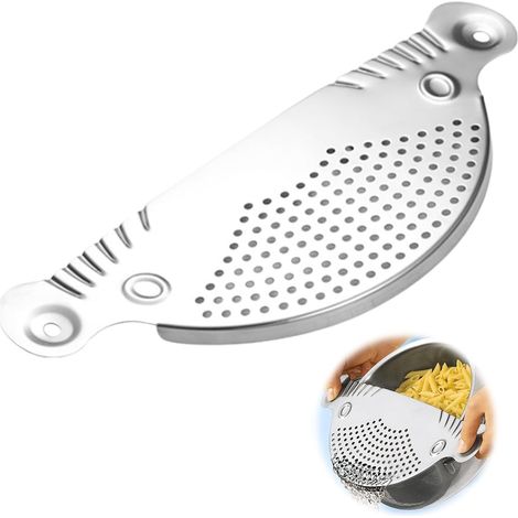 Passoire Inox Adaptée Aux Casseroles Dont Le Diamètre Ne Dépasse Pas 26cm, Résistante à La Rouille et à la Chaleur Passoire en Forme De Demi-Lune pour éGoutter Pâtes, Pommes de Terre, Fruits, Légumes (1/5)