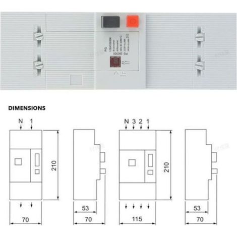 Disjoncteur basse tension - - 30-60A - 50Hz/60Hz - 2 pôles - Protection multiple - Installation sur rail DIN (1/4)