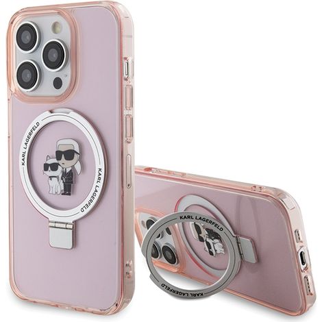 Karl Lagerfeld KLHMP15XHMRSKCP iPhone 15 Pro Max 6.7 estuche rígido rosa Ring Stand Karl&Choupettte MagSafe (1/5)