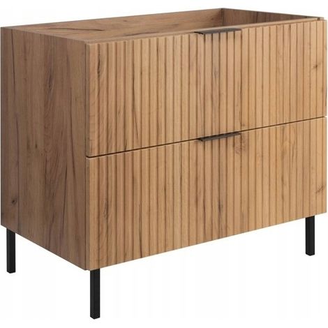 Rodan Waschbeckenunterschrank 80 cm, Braun Matt und Goldene Eiche, 46 x 80 x 77 cm, MDF, feuchtraumgeeignet, Badmöbel