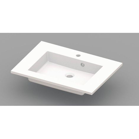 Nemo Spring Coste lavabo-plan pour meuble 700 x 500 x 200 mm avec trop-plein blanc marbre de synthèse (1/2)