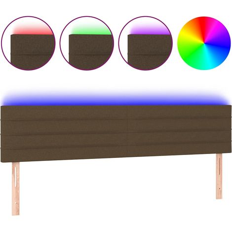 Maison Exclusive - Cabecero con LED de tela marrón oscuro 160x5x7 (1/5)