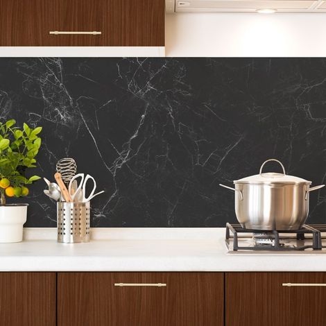Crédence cuisine en aluminium - effet marbre gris - 240x50 cm (en 2 bandeaux) (1/5)
