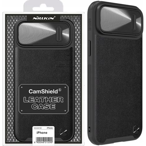 Custodia Nillkin CamShield in pelle per iPhone 14 Plus con copri fotocamera, colore nero. (1/5)