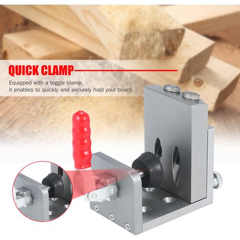 Gabarit de positionnement pour trous de poche en alliage d'aluminium, guide de perçage oblique à 15° avec serrage rapide, outil de travail du bois