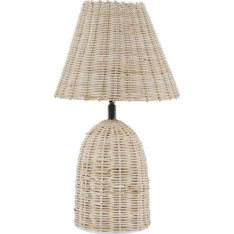 Mini Rattan Lamp Base and Shade - Cane/Metal - L20 x W20 x H39 cm - Natural