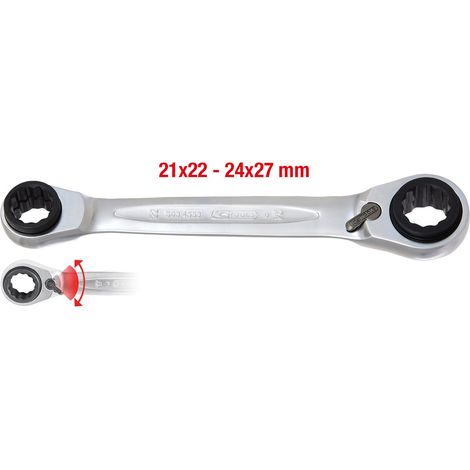 KS TOOLS 4 in 1 GEARplus clé polygonale à cliquet réversible 21 x 22 x 24 x 27 mm - 503.4553