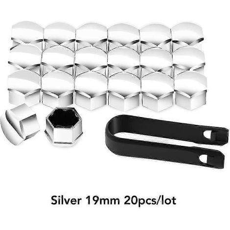 20pcs 19mm Tyre Wheel Hub Covers Wheel Nuts Covers Protection Caps Tire Wheel Screw Bolts Nut Caps Hub Screw(Silver) (1/4)
