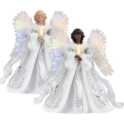 1 Décoration de sapin, Ange avec ailes, Ornement de fête, Cime légère, Pour maison et bureau