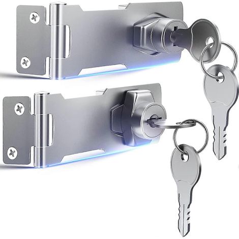 Verrou de porte à clé - Verrou à moraillon pour tiroirs, armoires, penderies, boîtes à outils, réfrigérateur, cadenas à moraillon pour petit abri de jardin, clôture en bois, double