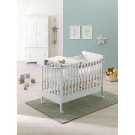 Lettino Homi con fasciatoio Azzurra Design Bianco letto per neonati sponde regolabili vernici atossiche bambini camera da letto cameretta
