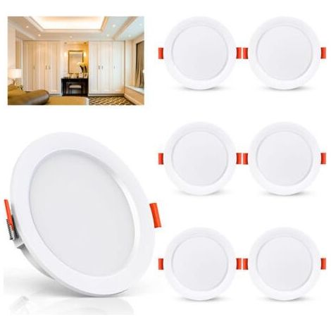 Lot de 6 Spot LED Encastrable, 5W 500Lumen Equivalent 50W Incandescence, 4000K Blanc Spot Led Extra Plat Pour Salle de Bain Cuisine Salon Couloir, (1/4)