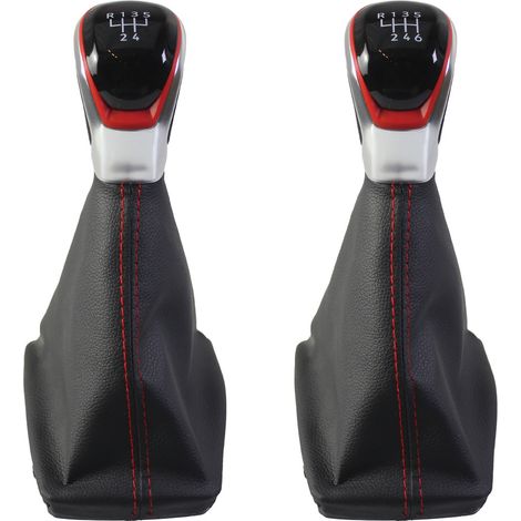 Convient aux voitures Audi à transmission manuelle 07-15, kit de modification du pommeau de levier de vitesse, kit 5 vitesses rouge et à liseré rouge, un ensemble. (1/4)
