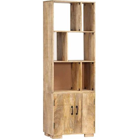 Bibliothèque Étagère de Rangement - pour Bureau Salon Chambre Cuisine 60x35x180 cm Bois de manguier solide BV860679 - BonneVie (1/5)