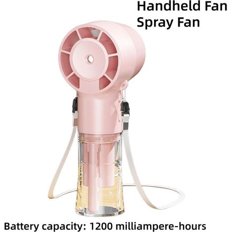 Ventilateur brume humidificateur 4 vitesses, compatible avec utilisation nomade voyage et camping  (rose) (1/5)