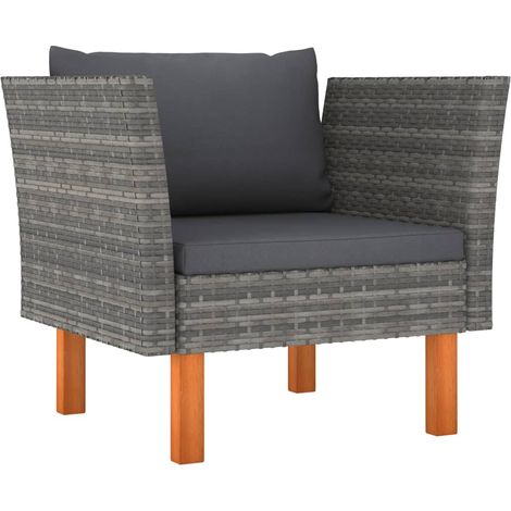 Gartensofa Poly Rattan und Eukalyptus Massivholz