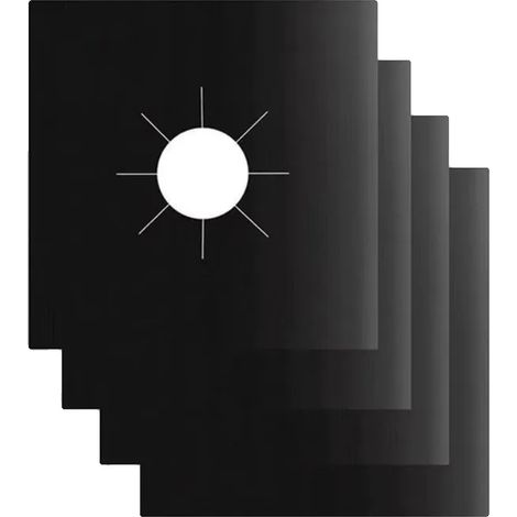 Protector para estufa de gas, revestimiento antiadherente, fácil de limpiar, color negro, 4 piezas. (1/2)