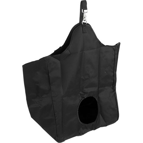 Sac à foin en tissu Oxford pour chevaux, portable et idéal pour l'extérieur, avec anneaux métalliques noirs. (1/5)