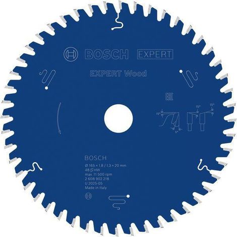 BOSCH Kreissägeblatt EXPERT Wood Außen-Ø 165 mm Zähnezahl 48 WZBohrung 20 mm Schnittbreite 1,8 mm HM (1/2)