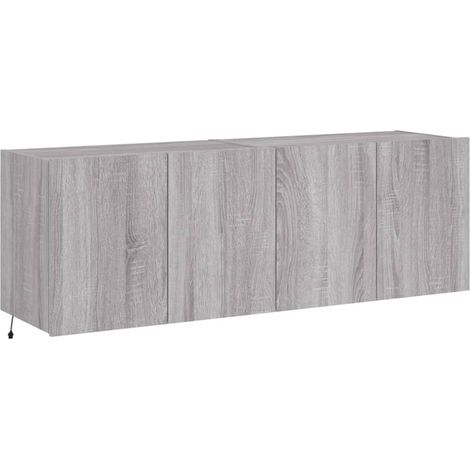 Mobile TV a parete scaffale multimediale credenza TV sala da pranzo soggiorno camera da letto e luci a LED 2 pezzi sonoma 60 x 35 x 41 cm grigio 020029154