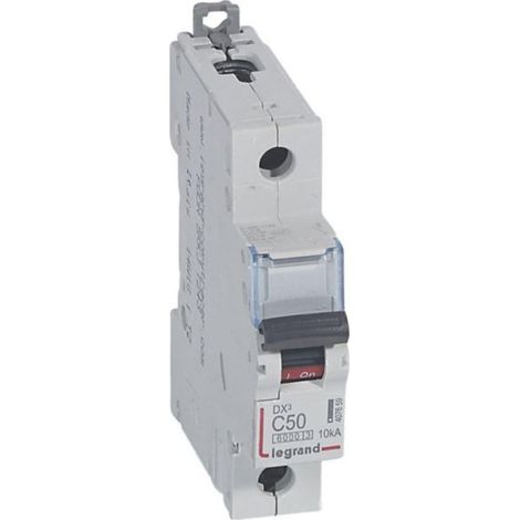 Disjoncteur DX³6000 10kA arrivée haute et départ bas à vis 1P 230V à 400V - 50A - courbe C - 1 module - LEGRAND