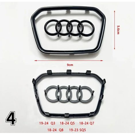 (Style 8) - Logo de volant automobile, bande adhésive brillante, logo de voiture électroplaqué, autocollant compatible avec Audi A3 A4 B8 8P B9 8V A5 A6 C7 A7 Q3 Q5 Q7 (1/5)