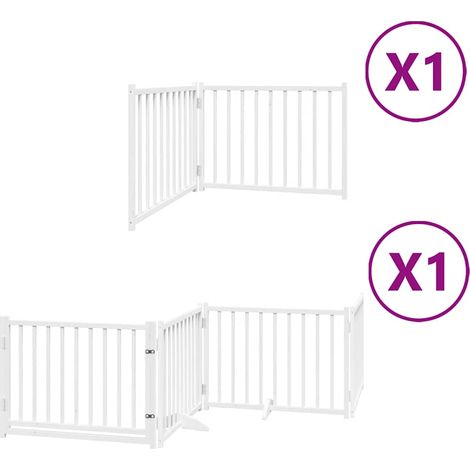 Barrière pour chien Barrière de sécurité porte pliable 6panneaux blanc bois peuplier CFW91506 (1/5)