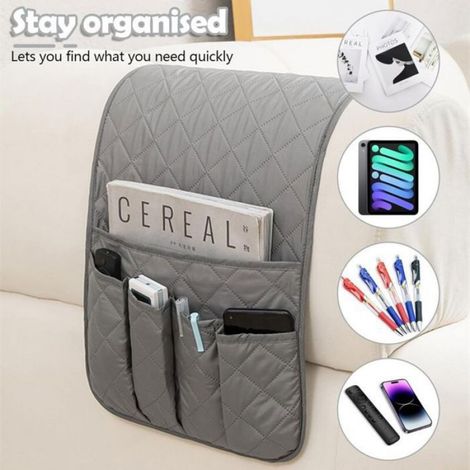 Support Pour Telecommande - 86 X 32 Cm - Organiseur Accoudoir Avec 5 Poches - Universel Pour Canape Fauteuil - 1 Piece (1/5)