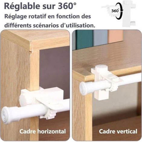 4 Pièces Support de Support de Pince Porte-Rideaux,Barre Transversale Réglable Tringle à Rideaux Stockage De Serviette Crochet (1/4)