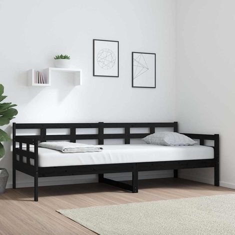 Sofá cama madera maciza de pino negro 80x200 cm (1/5)