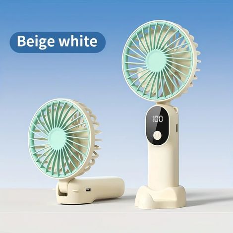 New mini portable foldable fan to wear around the neck, 6 speeds, USB rechargeable, with stand and screen. - AquaForge (1/5)