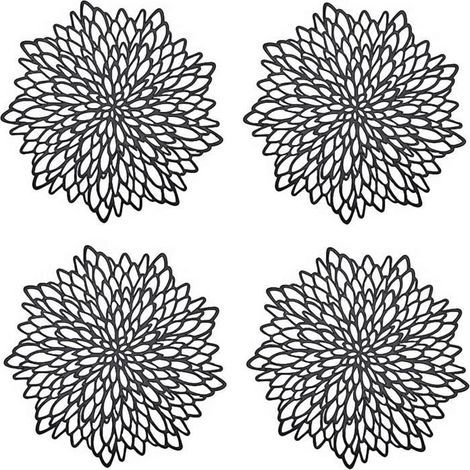 (Noir)Napperon de Table - Non spécifié - Rond - PVC - 4 pièces - 38 cm - Noir (1/4)