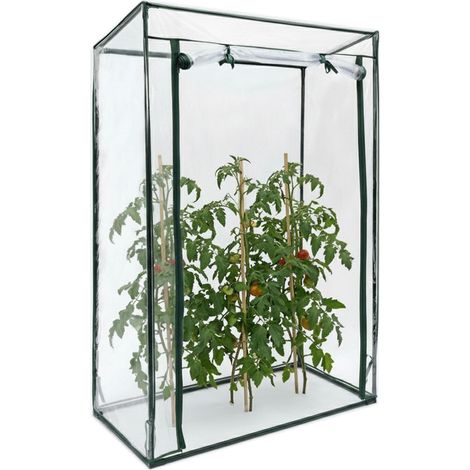 Relaxdays Gewächshaus für Tomaten 150 x 100 x 50 cm HxBxT, Schrägdach Foliengewächshaus mit PVC Folie, transparent